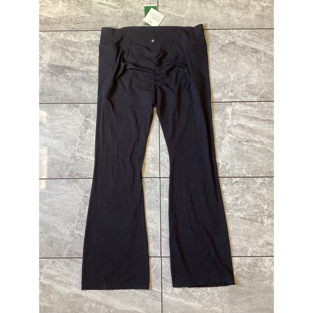 Halara UltraSculpt Black Flare Leggings High Waisted Ruched Back Pockets 1X NEW